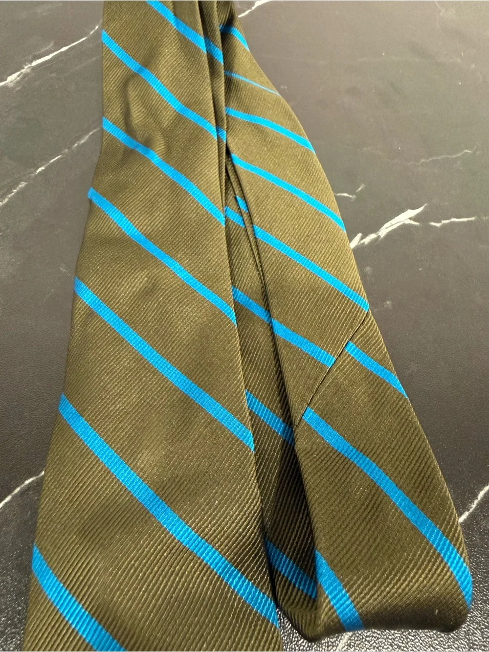 LN Crewcuts jcrew 100% Silk Striped Tie Green Blue Twill Boys teen Christmas